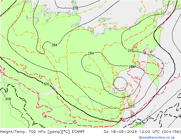 Yükseklik/Sıc. 700 hPa ECMWF Cts 18.05.2024 12 UTC