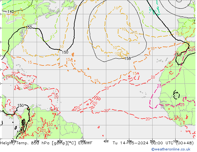 Z500/Regen(+SLP)/Z850 ECMWF di 14.05.2024 00 UTC