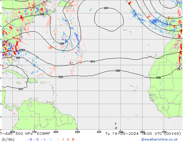 T-Adv. 500 hPa ECMWF Tu 14.05.2024 18 UTC