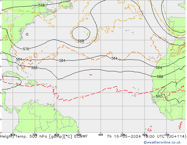 Z500/Rain (+SLP)/Z850 ECMWF jue 16.05.2024 18 UTC