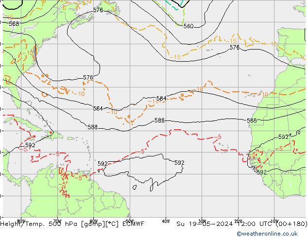 Z500/Rain (+SLP)/Z850 ECMWF Su 19.05.2024 12 UTC