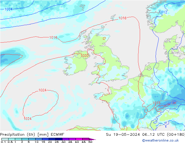 Z500/Yağmur (+YB)/Z850 ECMWF Paz 19.05.2024 12 UTC