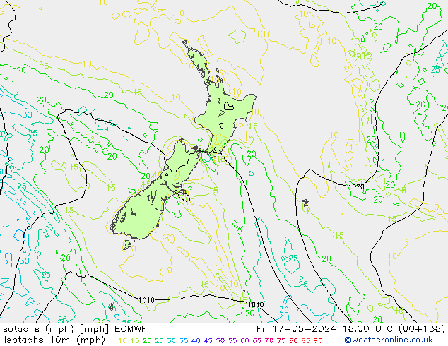 Isotachs (mph) ECMWF Fr 17.05.2024 18 UTC