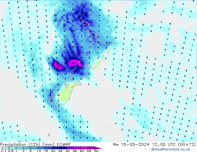 Precipitazione (12h) ECMWF mer 15.05.2024 00 UTC
