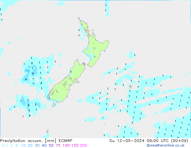 Precipitation accum. ECMWF Su 12.05.2024 09 UTC