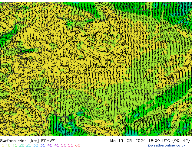 Surface wind ECMWF Mo 13.05.2024 18 UTC
