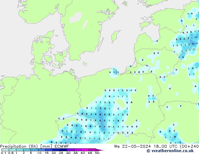 Yağış (6h) ECMWF Çar 22.05.2024 00 UTC