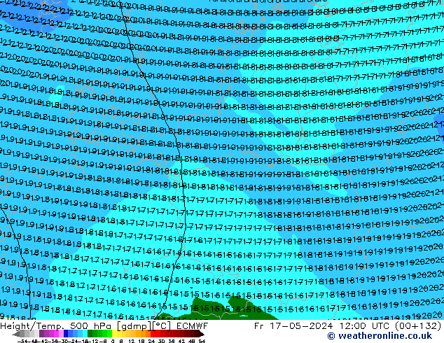 Z500/Rain (+SLP)/Z850 ECMWF Pá 17.05.2024 12 UTC