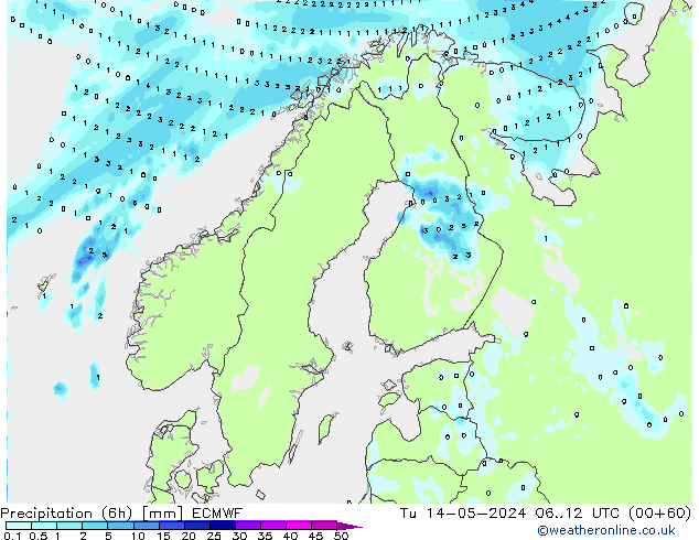 Z500/Rain (+SLP)/Z850 ECMWF Tu 14.05.2024 12 UTC