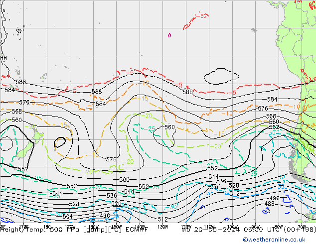 Z500/Rain (+SLP)/Z850 ECMWF pon. 20.05.2024 06 UTC