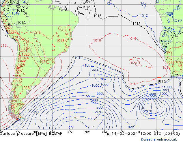 Luchtdruk (Grond) ECMWF di 14.05.2024 12 UTC