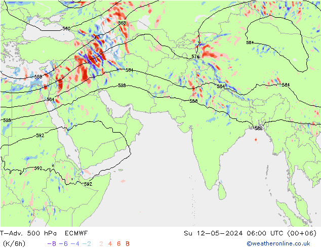 T-Adv. 500 hPa ECMWF 星期日 12.05.2024 06 UTC