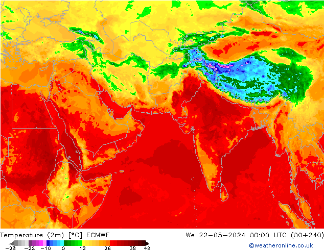 温度图 ECMWF 星期三 22.05.2024 00 UTC