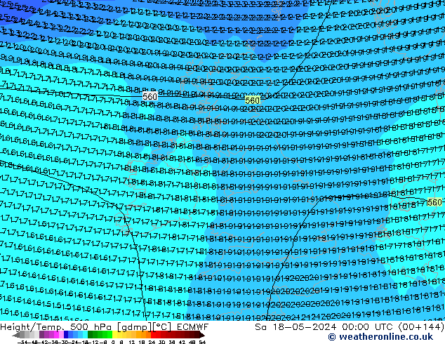 Z500/Rain (+SLP)/Z850 ECMWF sam 18.05.2024 00 UTC