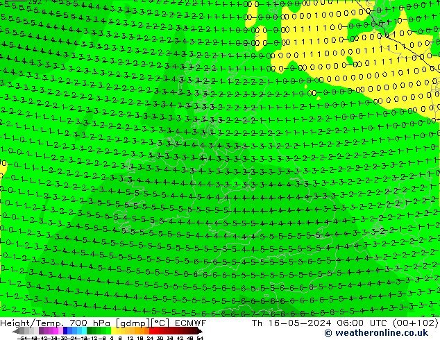 Height/Temp. 700 hPa ECMWF  16.05.2024 06 UTC