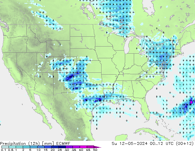 Precipitation (12h) ECMWF Ne 12.05.2024 12 UTC