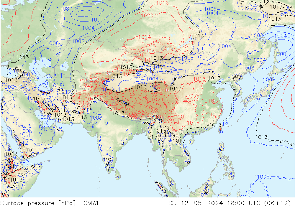 Surface pressure ECMWF Su 12.05.2024 18 UTC