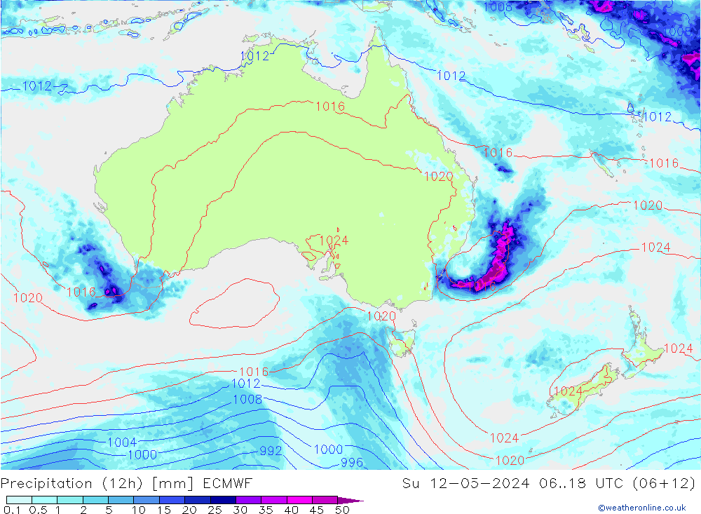 Precipitazione (12h) ECMWF dom 12.05.2024 18 UTC