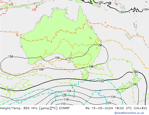 Height/Temp. 850 hPa ECMWF mer 15.05.2024 18 UTC