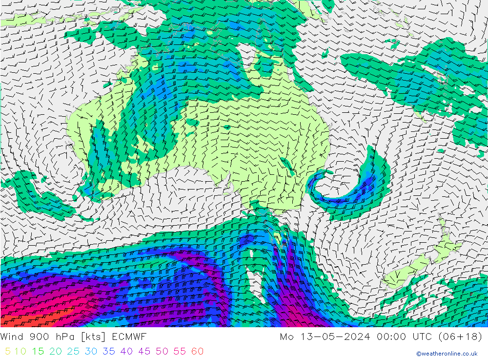 Wind 900 hPa ECMWF ma 13.05.2024 00 UTC