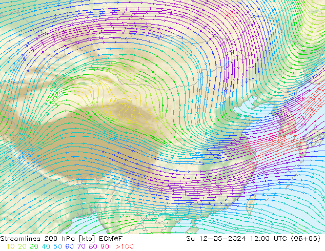 风 200 hPa ECMWF 星期日 12.05.2024 12 UTC