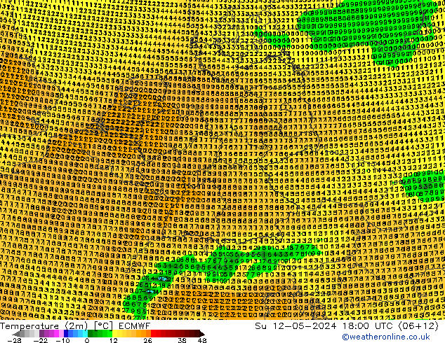 温度图 ECMWF 星期日 12.05.2024 18 UTC