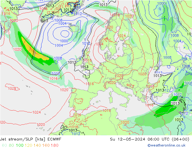高速氣流/地面气压 ECMWF 星期日 12.05.2024 06 UTC
