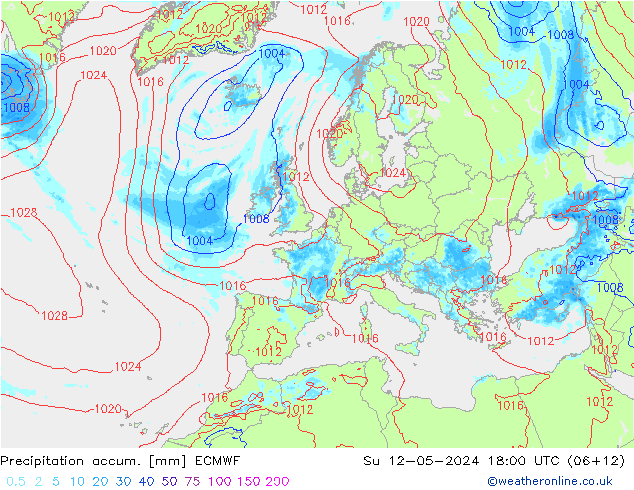 Nied. akkumuliert ECMWF So 12.05.2024 18 UTC