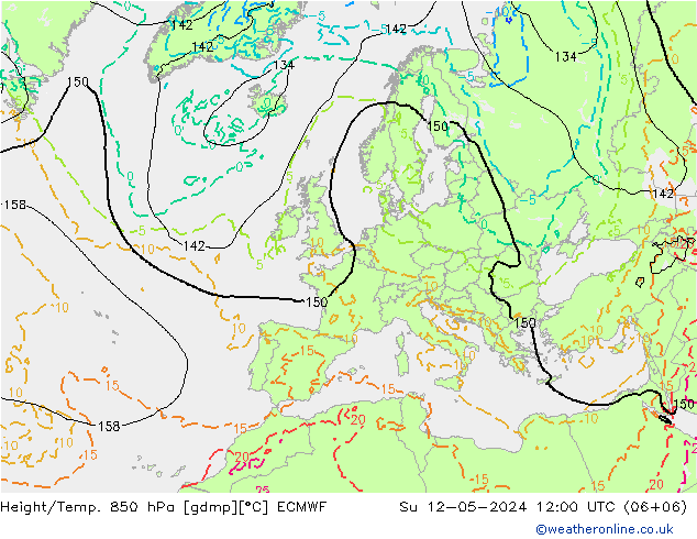 Z500/Rain (+SLP)/Z850 ECMWF  12.05.2024 12 UTC