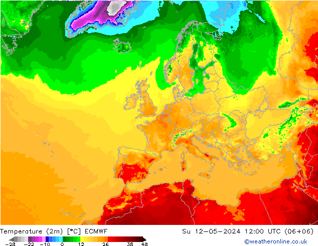 Temperatura (2m) ECMWF dom 12.05.2024 12 UTC
