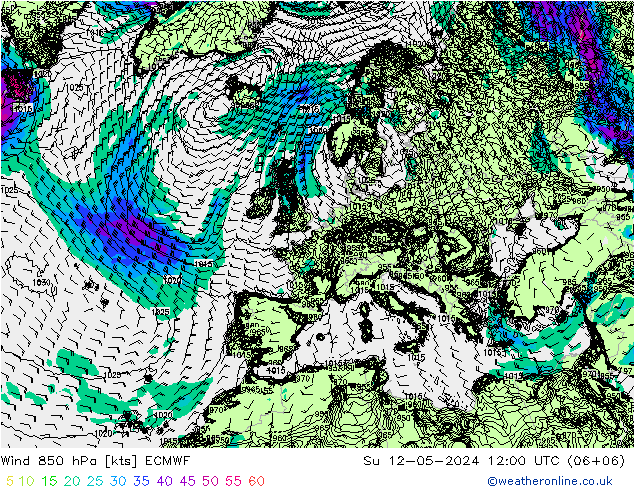 Wind 850 hPa ECMWF Ne 12.05.2024 12 UTC