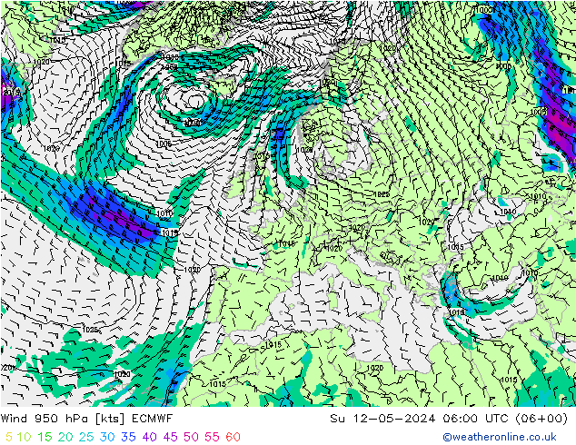 风 950 hPa ECMWF 星期日 12.05.2024 06 UTC