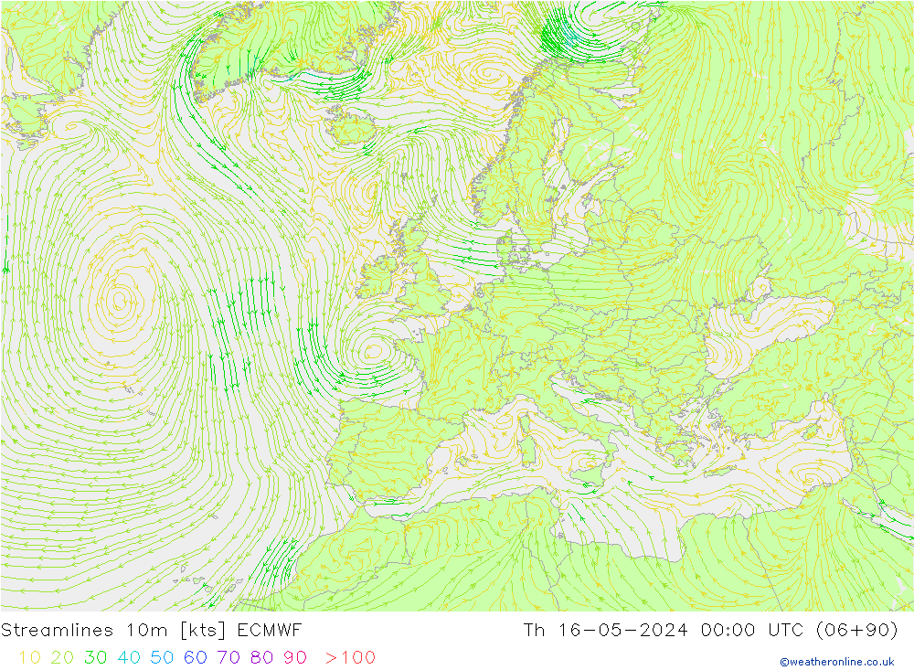 Stromlinien 10m ECMWF Do 16.05.2024 00 UTC