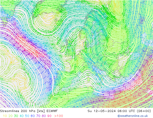 风 200 hPa ECMWF 星期日 12.05.2024 06 UTC