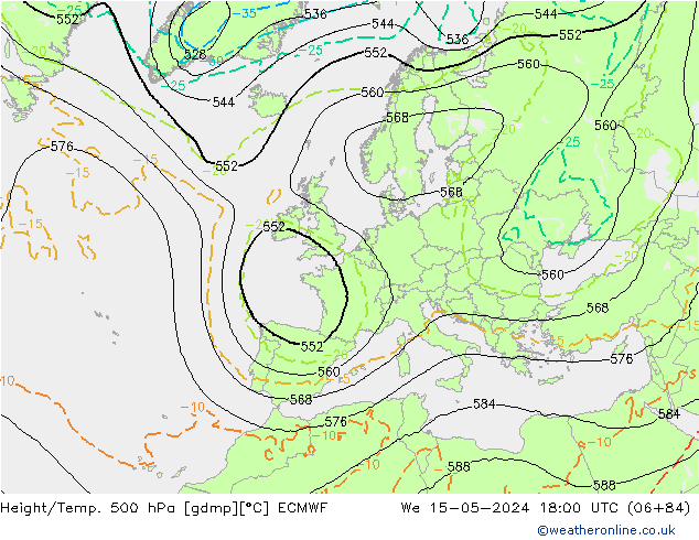 Z500/Rain (+SLP)/Z850 ECMWF St 15.05.2024 18 UTC