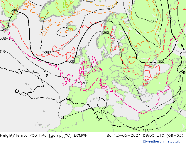 Géop./Temp. 700 hPa ECMWF dim 12.05.2024 09 UTC
