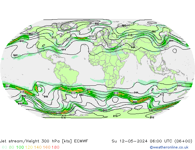 Jet stream/Height 300 hPa ECMWF Su 12.05.2024 06 UTC