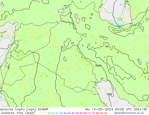 Isotaca (mph) ECMWF lun 13.05.2024 00 UTC