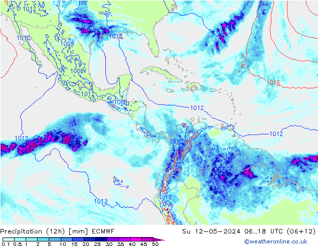 Yağış (12h) ECMWF Paz 12.05.2024 18 UTC