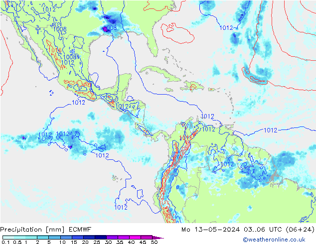 Precipitazione ECMWF lun 13.05.2024 06 UTC