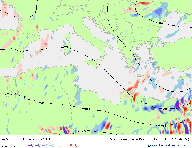 T-Adv. 500 hPa ECMWF dim 12.05.2024 18 UTC