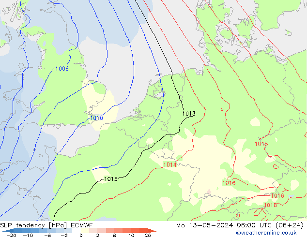Druktendens (+/-) ECMWF ma 13.05.2024 06 UTC
