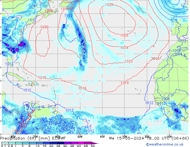 Z500/Rain (+SLP)/Z850 ECMWF mer 15.05.2024 00 UTC