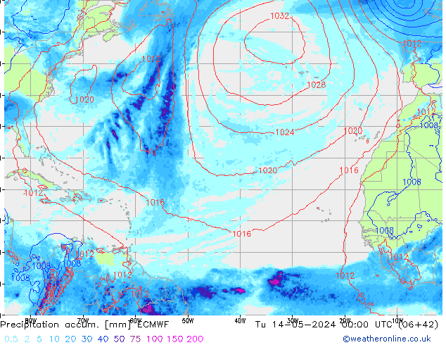 Precipitation accum. ECMWF Tu 14.05.2024 00 UTC