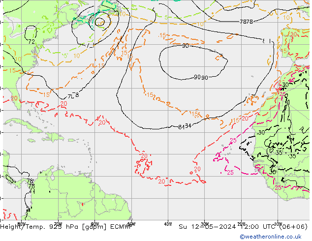 Height/Temp. 925 гПа ECMWF Вс 12.05.2024 12 UTC