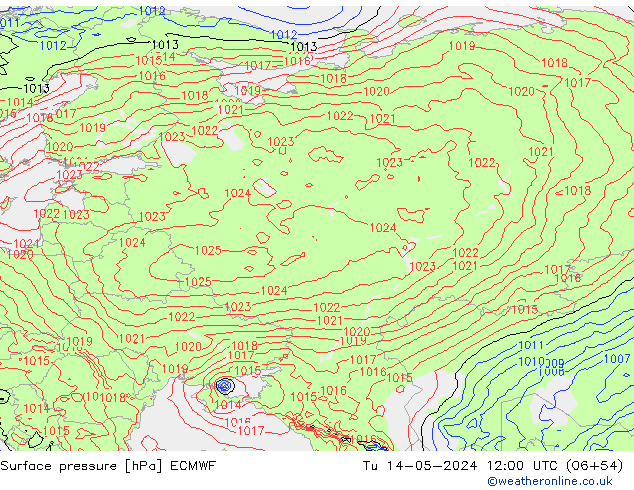 Surface pressure ECMWF Tu 14.05.2024 12 UTC