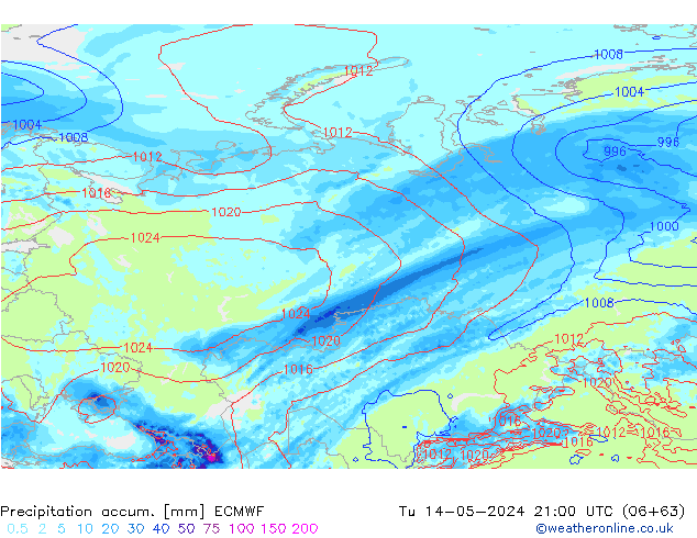 Toplam Yağış ECMWF Sa 14.05.2024 21 UTC