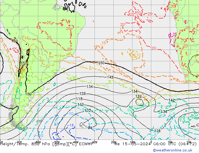 Z500/Rain (+SLP)/Z850 ECMWF  15.05.2024 06 UTC