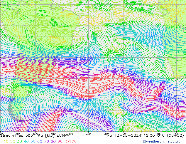 ветер 300 гПа ECMWF пн 13.05.2024 12 UTC