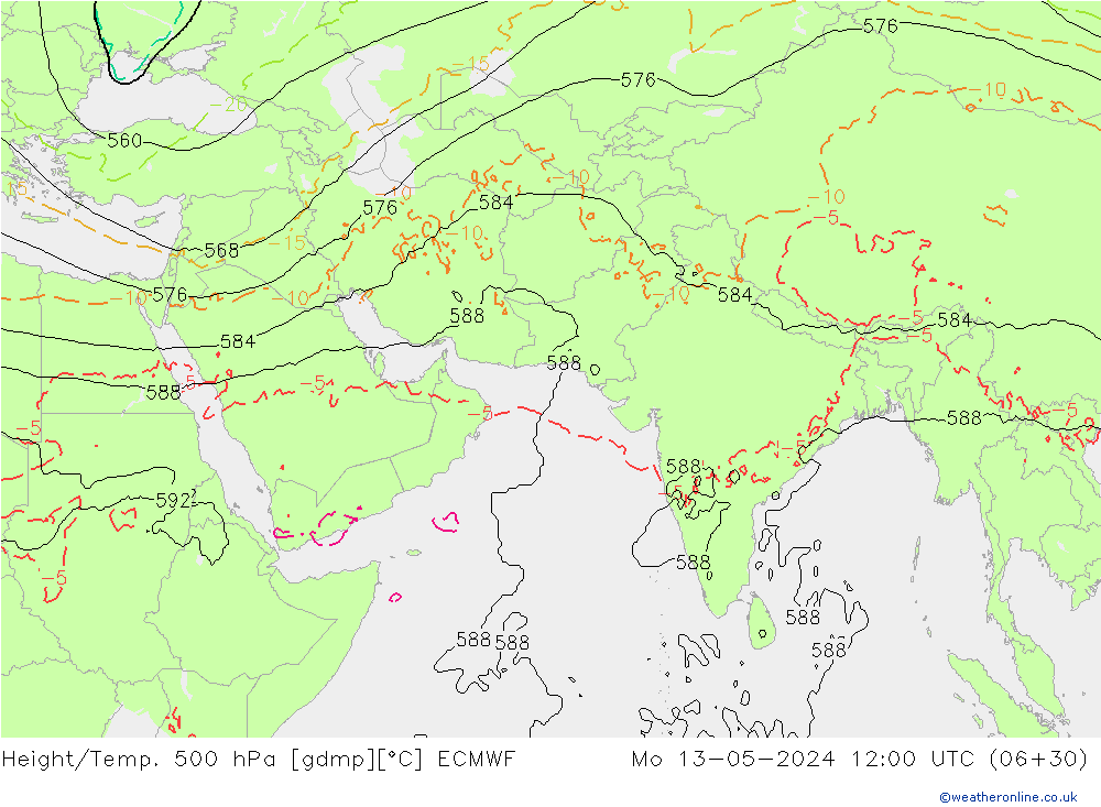 Z500/Rain (+SLP)/Z850 ECMWF  13.05.2024 12 UTC